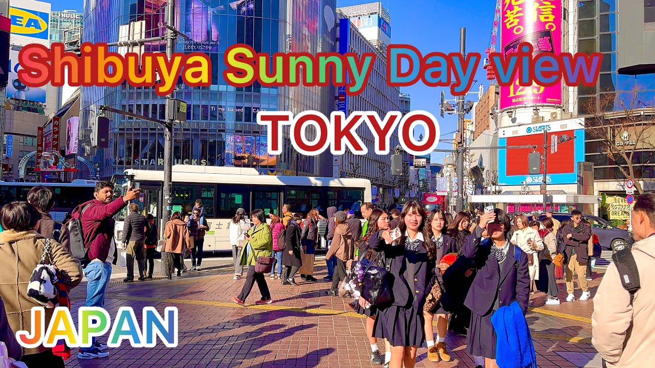 4K HDR Amazing day view of Shibuya in the Sunny. Tokyo, Japan. 