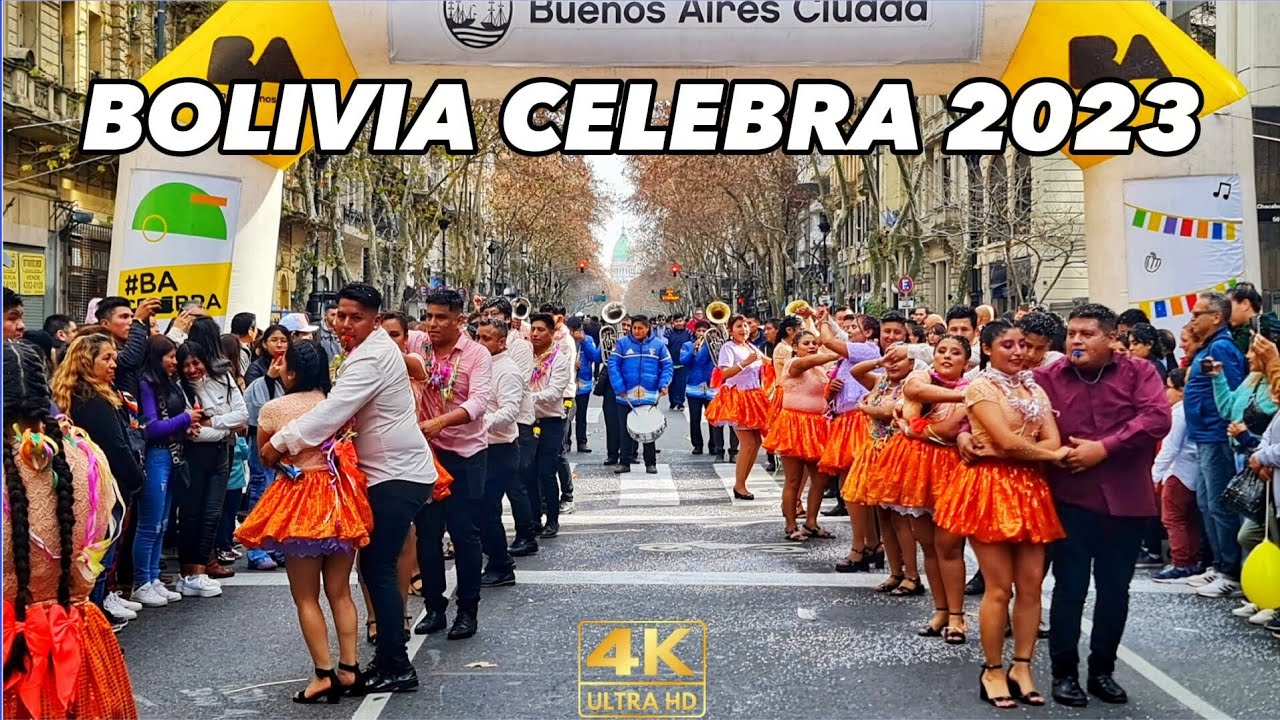【4K】BUENOS AIRES CELEBRA BOLIVIA 2023 | AV. de MAYO, ARGENTINA
