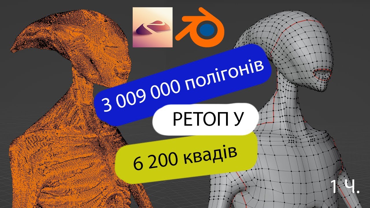 Ретопологія персонажа у Blender 3d без платних плагінів.