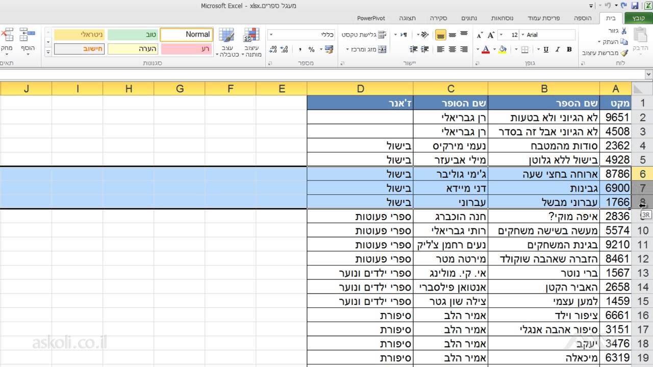 אקסל - EXCEL | 3 - הוספת עמודות שורות גליונות