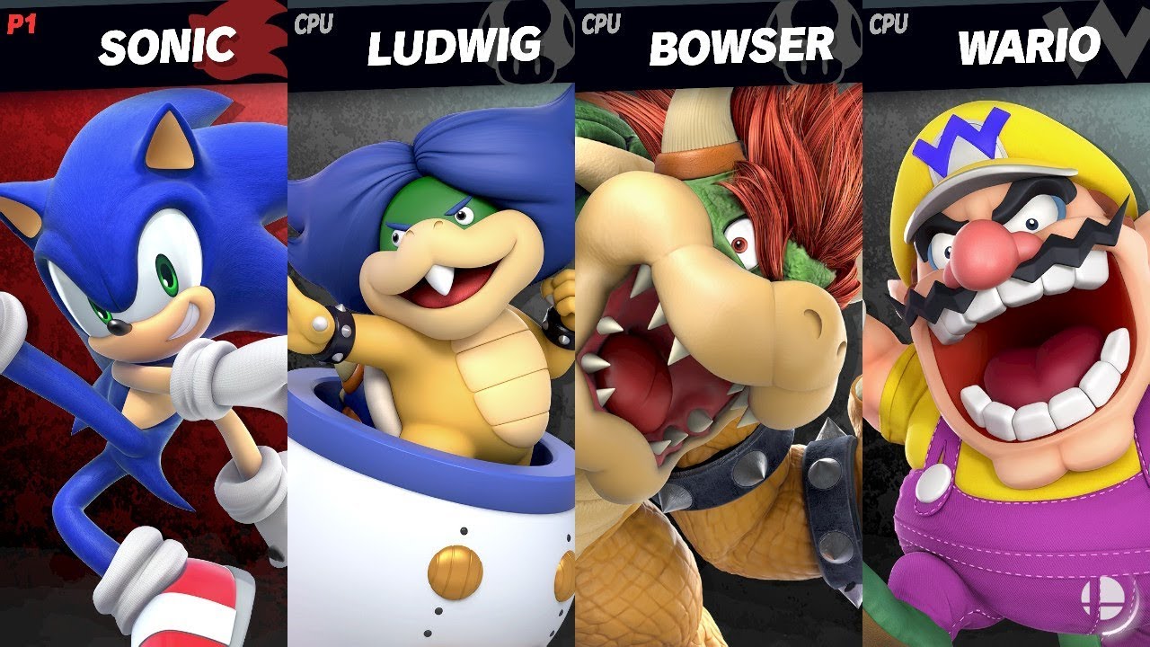Super Smash Bros. Ultimate (Sonic The Hedgehog Vs. Ludwig Vs. Bowser Vs. Wario)