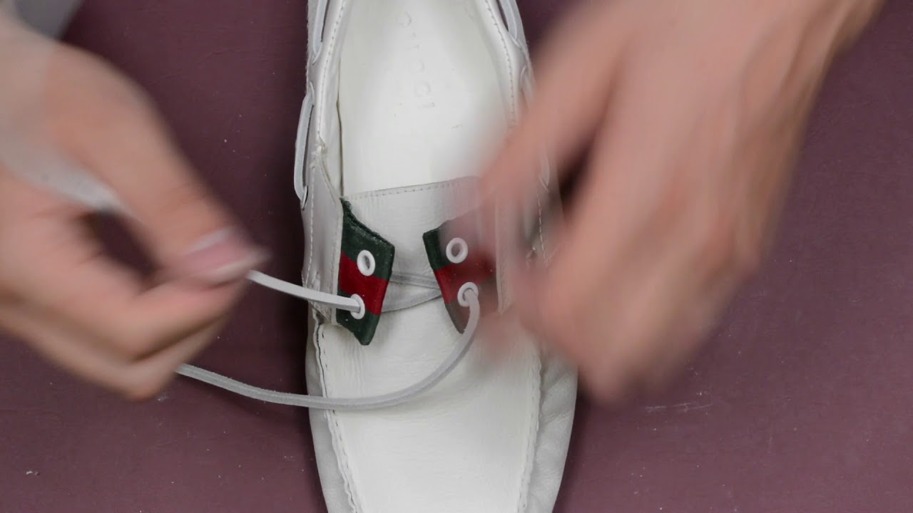 How to replace laces in boat shoes and loafers. Gucci loafers