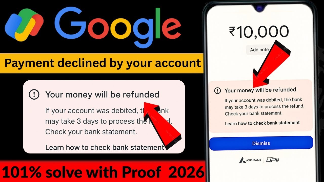 Your money will be refunded problem solve kaise kare | G-Pay money will be refunded problem| solve 👍