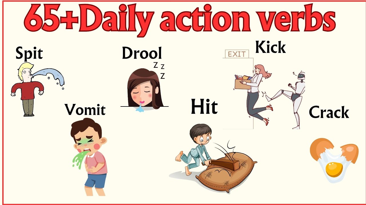 Lesson 33: Action Verbs for Beginner Level; Learn 65 daily Action verbs with pictures in 8 minutes