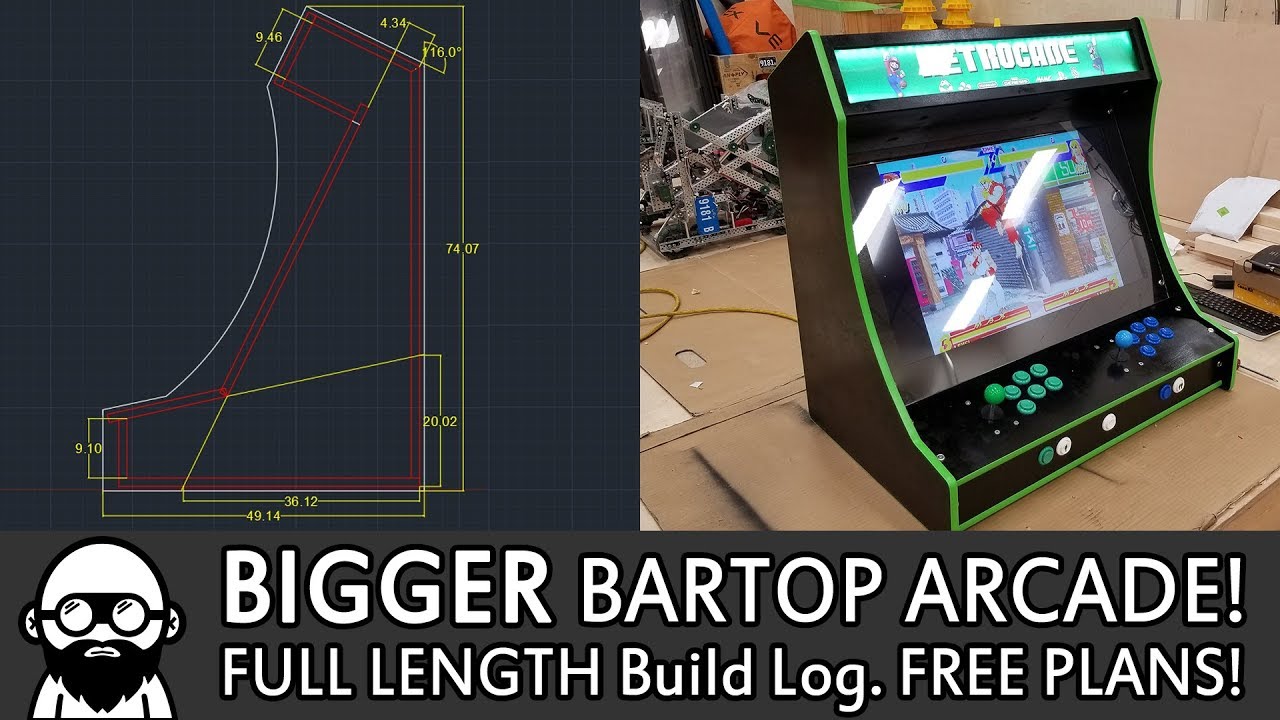 Build a BIGGER BARTOP ARCADE - FULL LENGTH AND FREE PLANS!