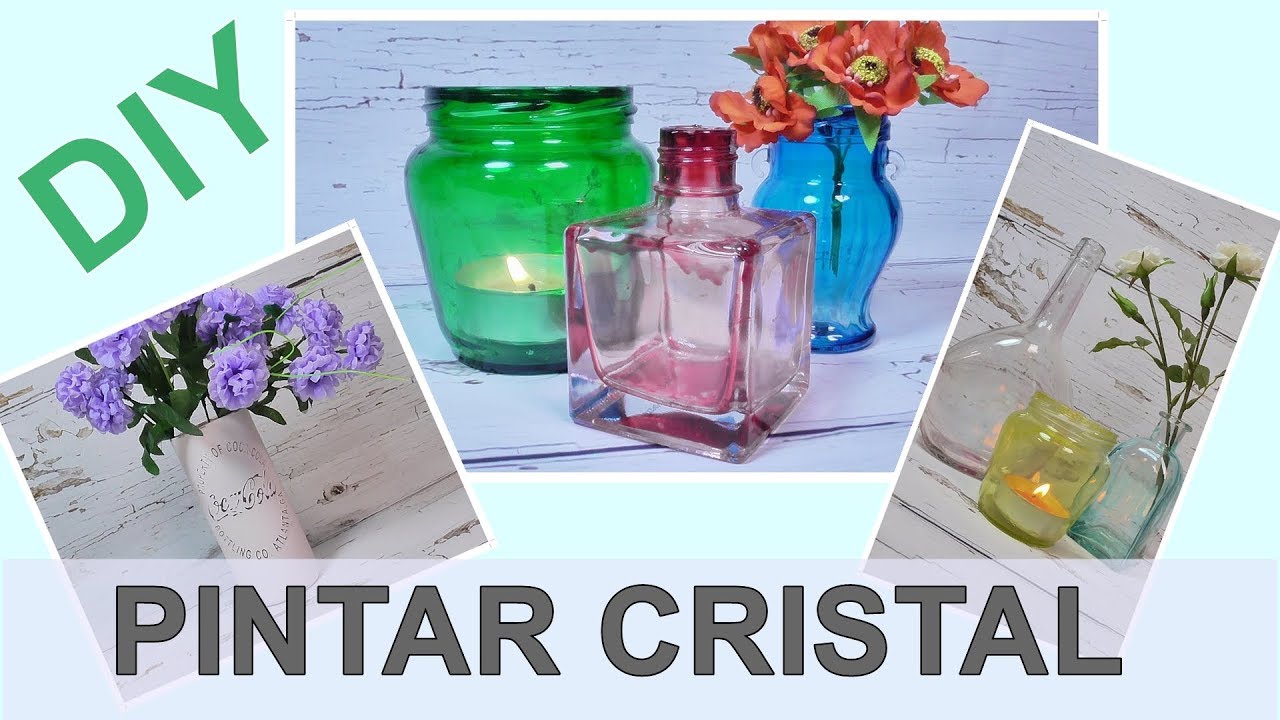 Como pintar frascos de cristal con pintura vitral y pintura tiza