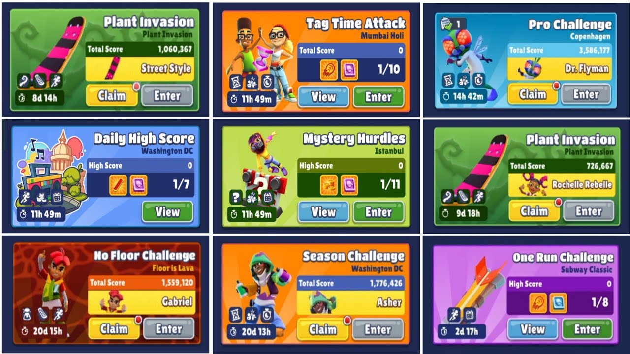 Subway Surfers: 9 Different Challenges Compilation in 9 Different World Tours of Subway Surfers 2025
