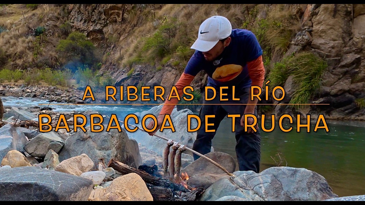 ASÍ SE HACE UNA BARBACOA A RIBERAS DEL RÍO... UNA PESCA RÁPIDA, LEÑA, FUEGO, NATURALEZA... 4K
