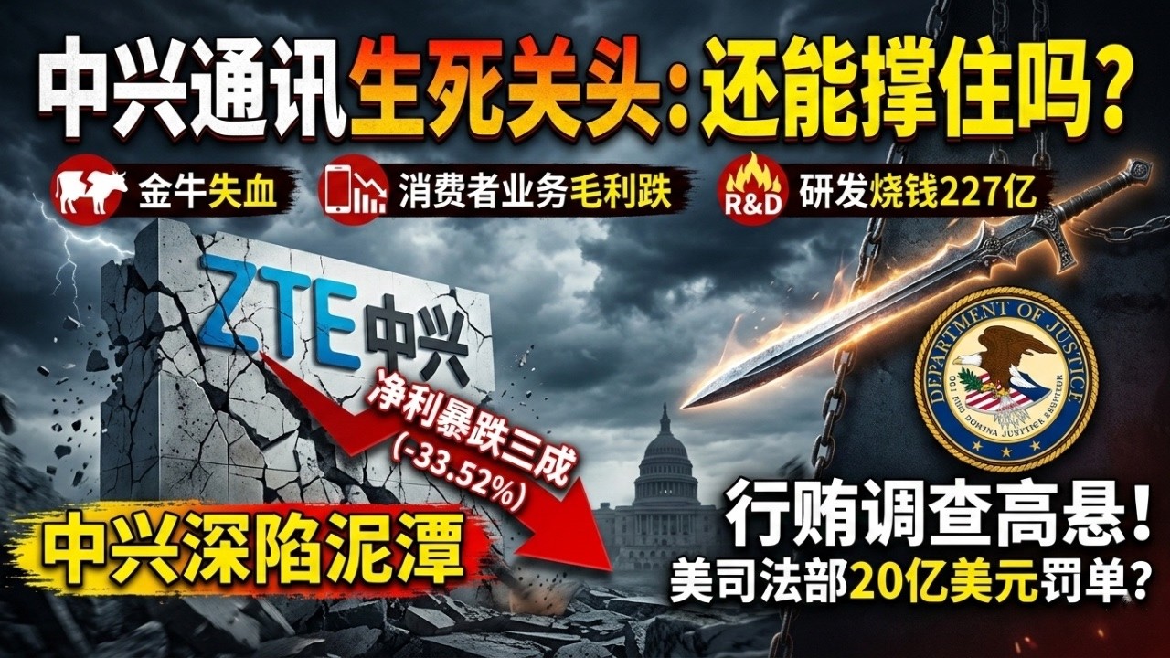 中興通訊深陷泥潭：淨利暴跌三成、賄賂調查高懸，這家中國科技巨頭還撐得住嗎？中興通訊大崩潰：淨利暴跌還不是最慘的！美國司法部祭出20億美元鐵錘，這次中興可能真的躲不過了｜中美科技戰｜ZTE財報深度解析
