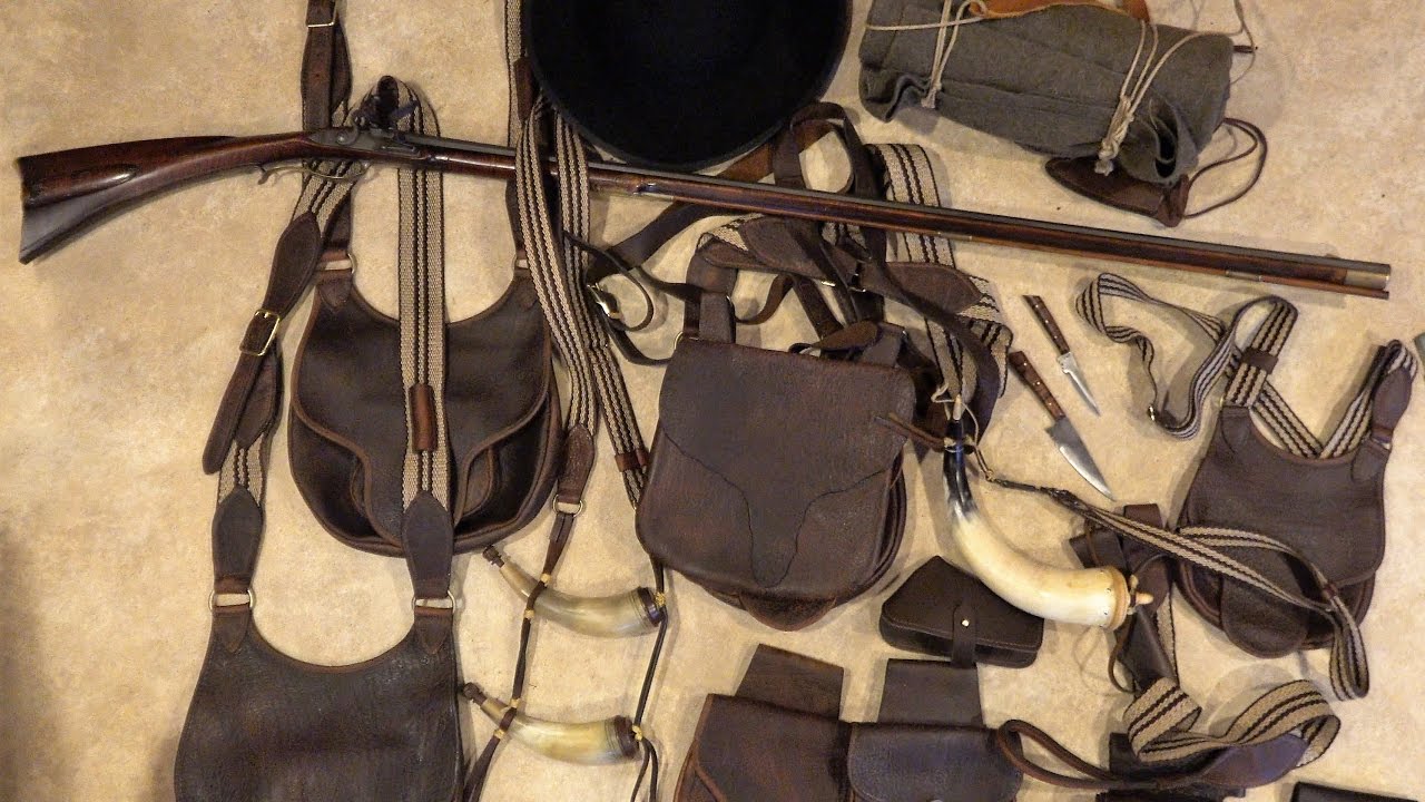 Traditional Leather Hunting Gear - Possibles Bag - Powder Horn - Knife - Clothing