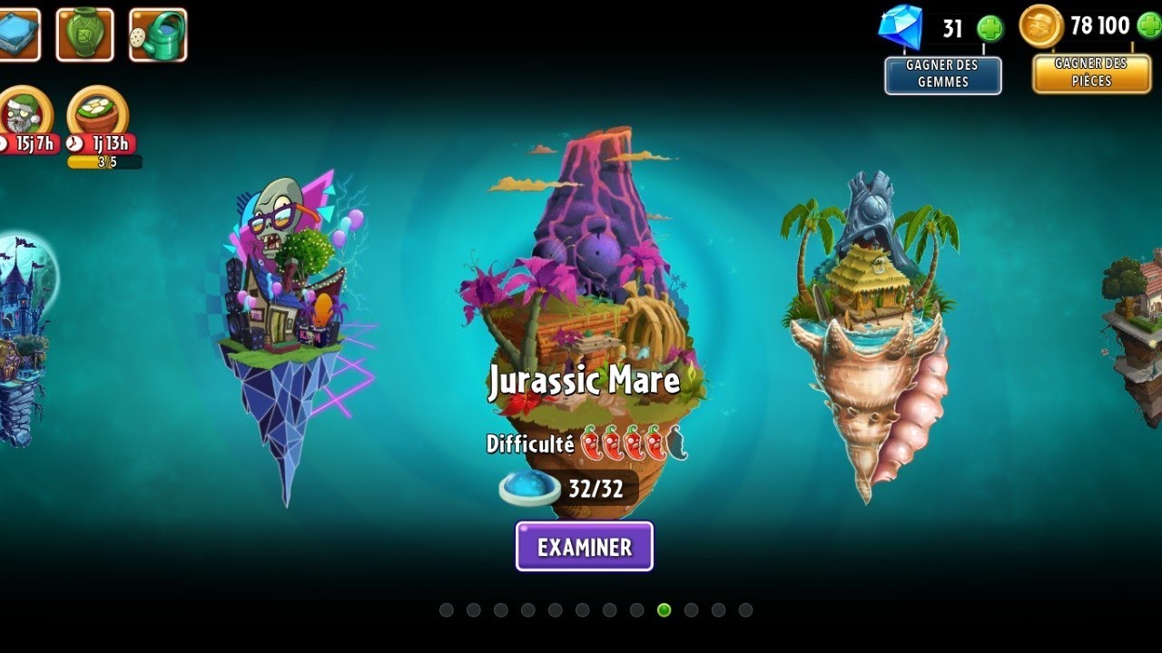 Plants Vs Zombies 2 - Jurassic Mare  ( Niveaux 1 à 5 )