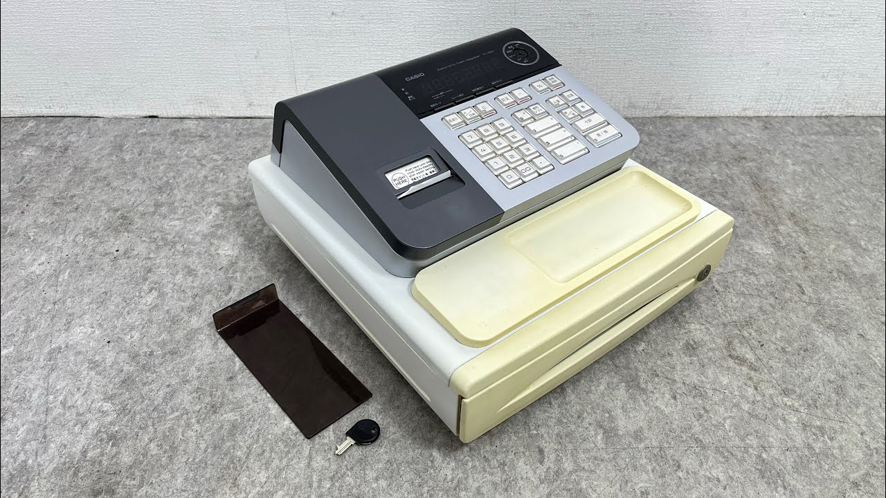 □ CASIO カシオ 電子レジスター NL-200 鍵1本付 業務用 店舗用品 レジ ホワイト レジスター 現状品 動作確認済み 動画あり □26011003Y