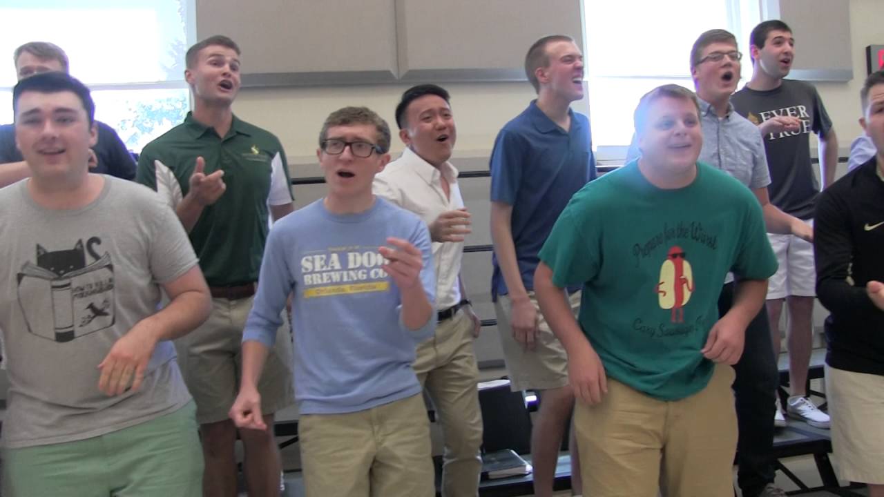 Here the men's glee club at Purdue Musical Organizations sing.