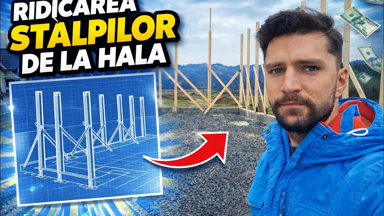 Îmi construiesc propria hală de la zero – EP3 | Montez stalpii halei