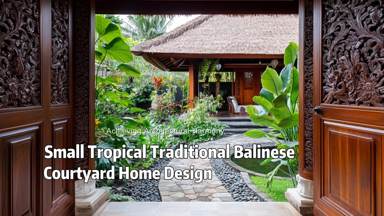 Достижение архитектурной гармонии: дизайн небольшого дома с традиционным тропическим двориком в б...