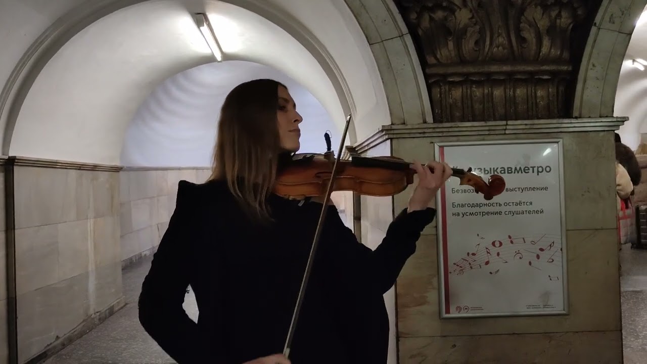 #Violin - A violin cries for #love under the vaults of the Moscow metro Performed by Polina Violin