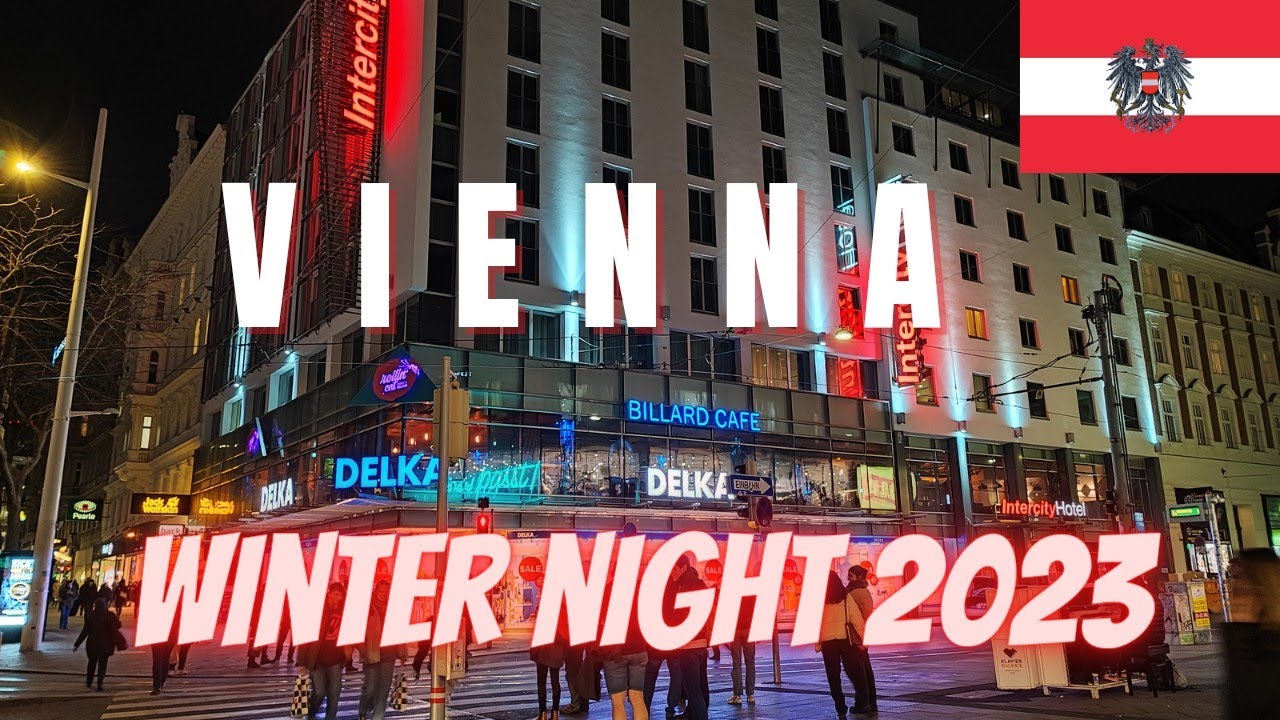 Winter Night Vienna 2023 Austria Walking Tour Shopping Street Mariahilf