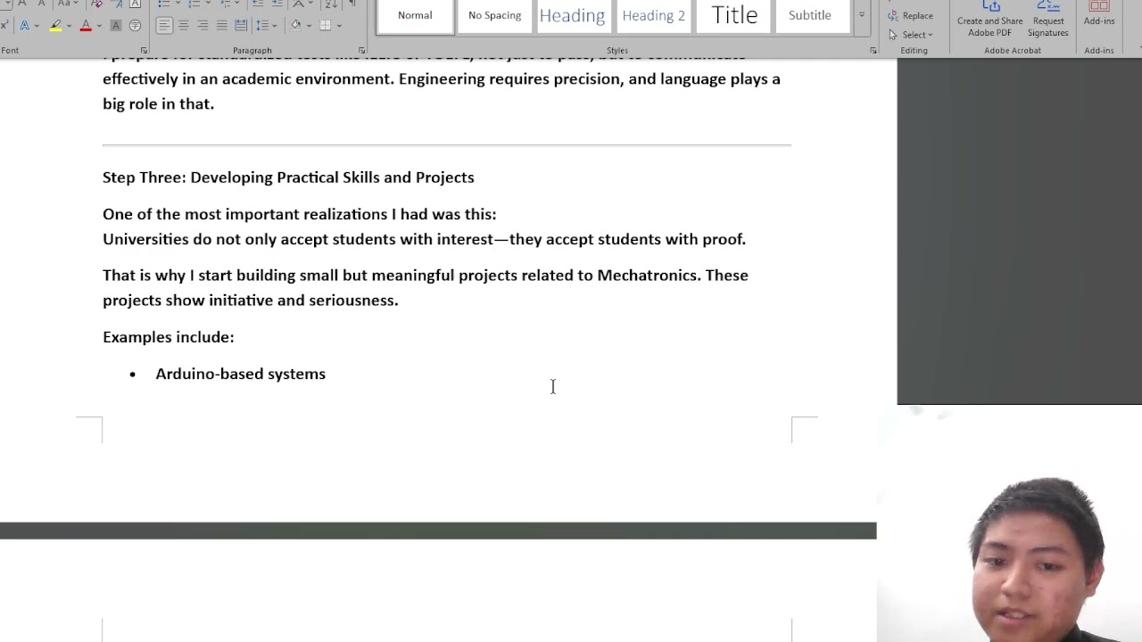motivation letter of university mechatronic | ENGLISH