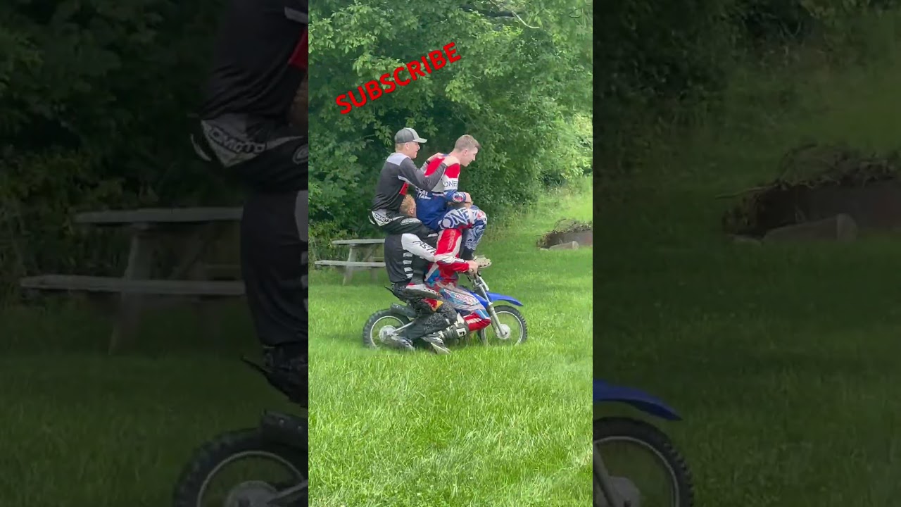 4 guys on a pitbike with explosion #yamaha #fast #topendrace #motocrosstrack #fullsend #pitbike