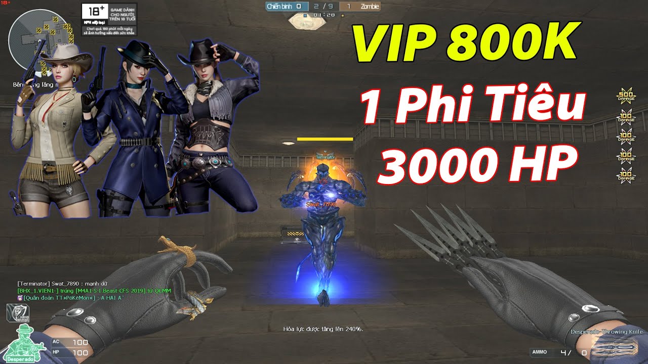 Nhân Vật VIP 800K Cao Bồi Phi Tiêu Anti Zombie!