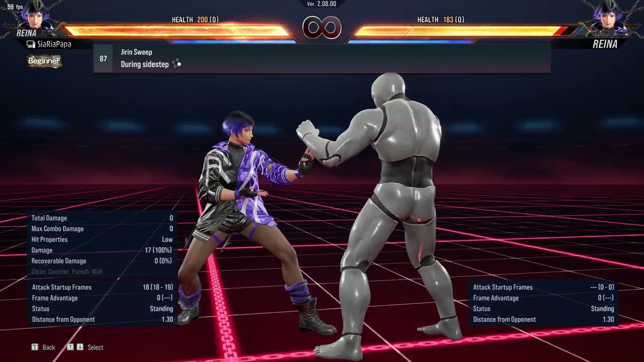 REINA All Move List Tekken 8 Ver. 2.08.00