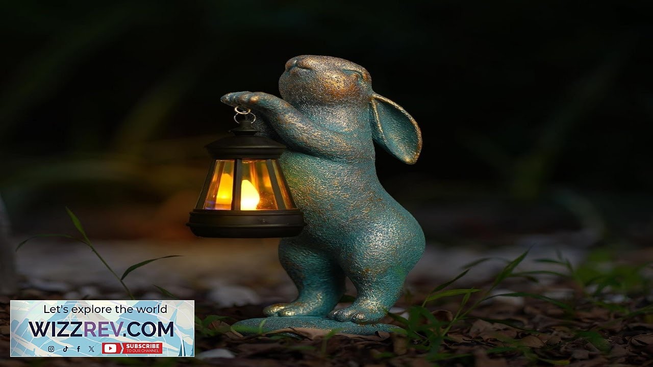 MININOVA Garden Statues Rabbit with Solar Lantern Outdoor Bunny Figurines Decorations Review