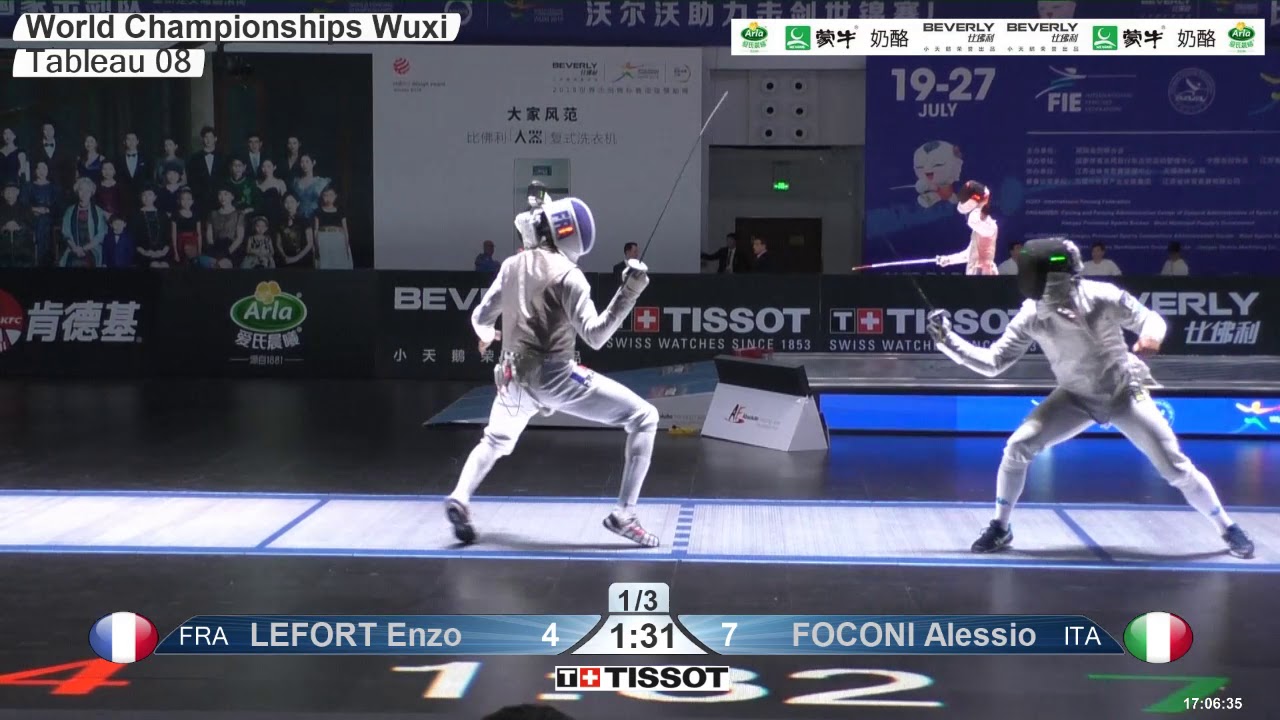 2018 244 T08 01 M F Individual Wuxi World Championships BLUE FOCONI ITA vs LEFORT FRA