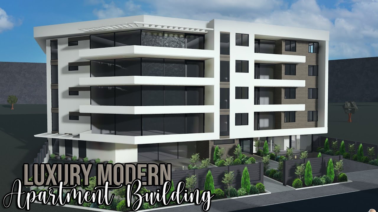 ROBLOX | Bloxburg Huge Luxurious Apartment Building Speedbuild | Tutorial | EXTERIOR ONLY | Ellvoi
