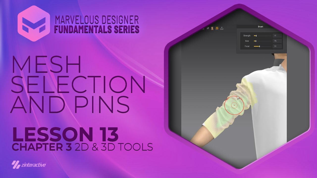 Выбор сетки и пины | Урок 13 | Глава 3 | Основы Marvelous Designer