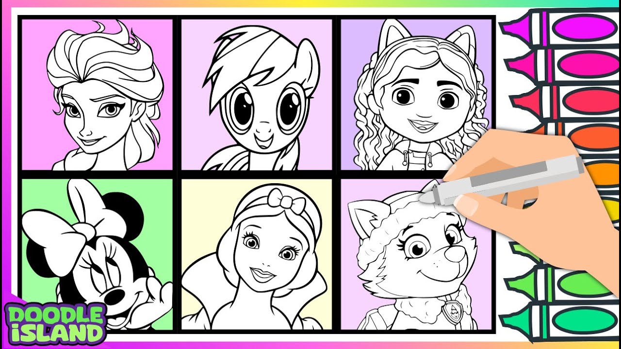 Раскраски: ЭЛЬЗА, МЛП, ГЭББИ, МИННИ, БЕЛОСНЕЖКА и ЩЕНЯЧИЙ ПАТРУЛЬ! Веселая детская раскраска 🎨❄️✨