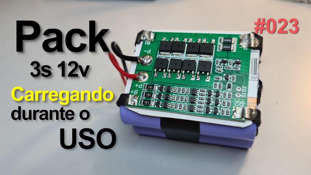 Pack de lítio 12v 3s carregando a bateria e usando ao mesmo tempo