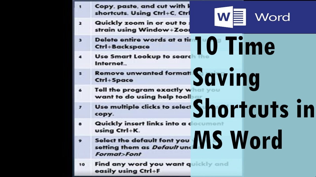 10 Time Saving Shortcuts Explained for MS Word
