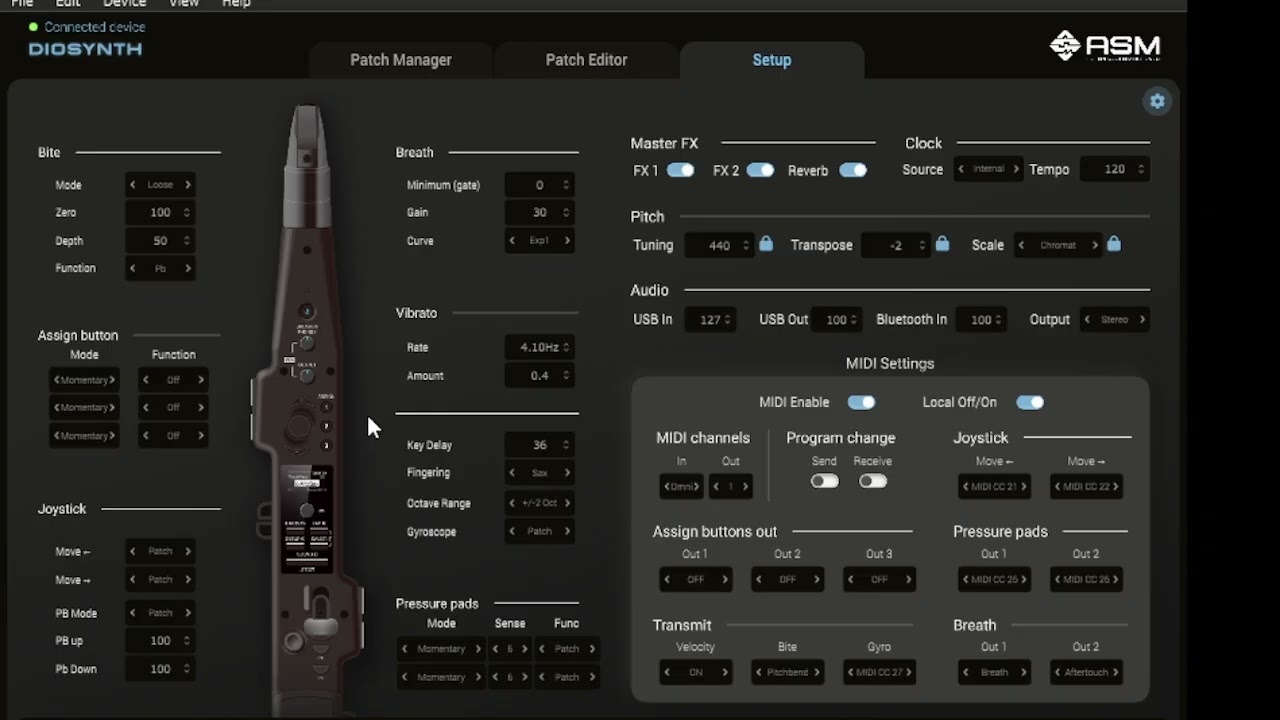 ASM Diosynth - Setup Functions, Settings, Firmware Update (all talking, no playing...very long).