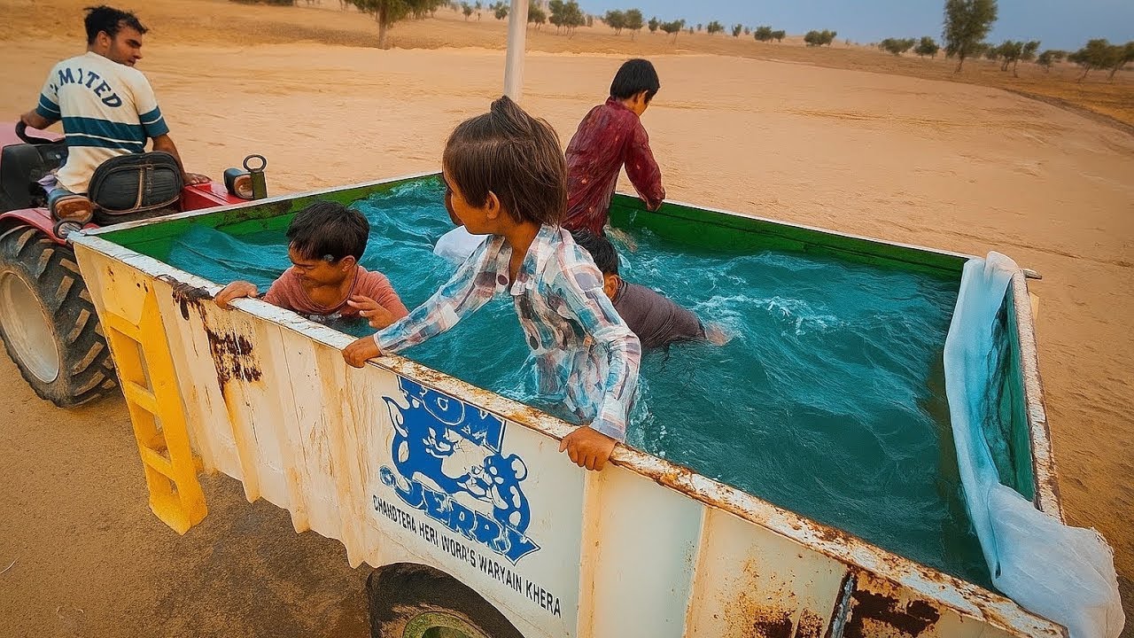 We Made Swimming Pool In A Mini Tractor Trolley VST Mitsubishi Shakti VT 224 1D Ajai 4WD