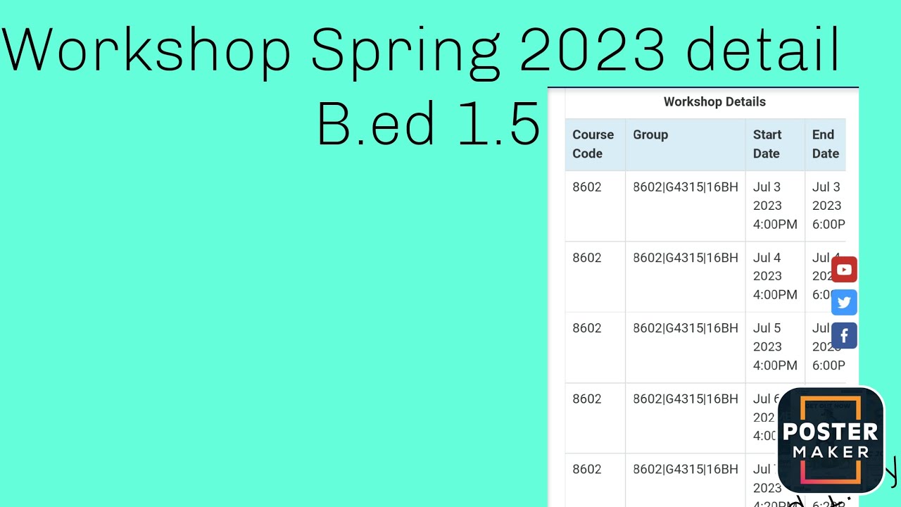 workshop schedule spring 2023 b.ed 1.5 year