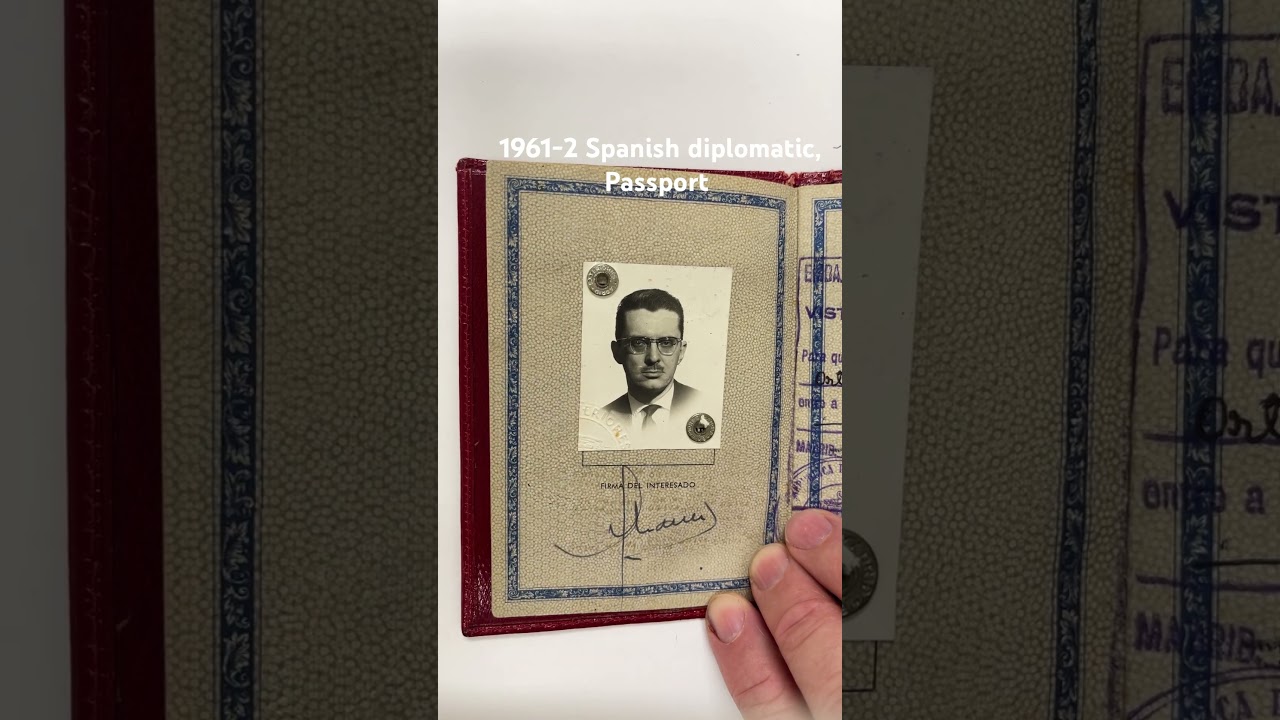 1961-2 Spain diplomatic passport issued to the agricultural attach&eacute; in Caracas ￼Venezuela.#Spain ￼