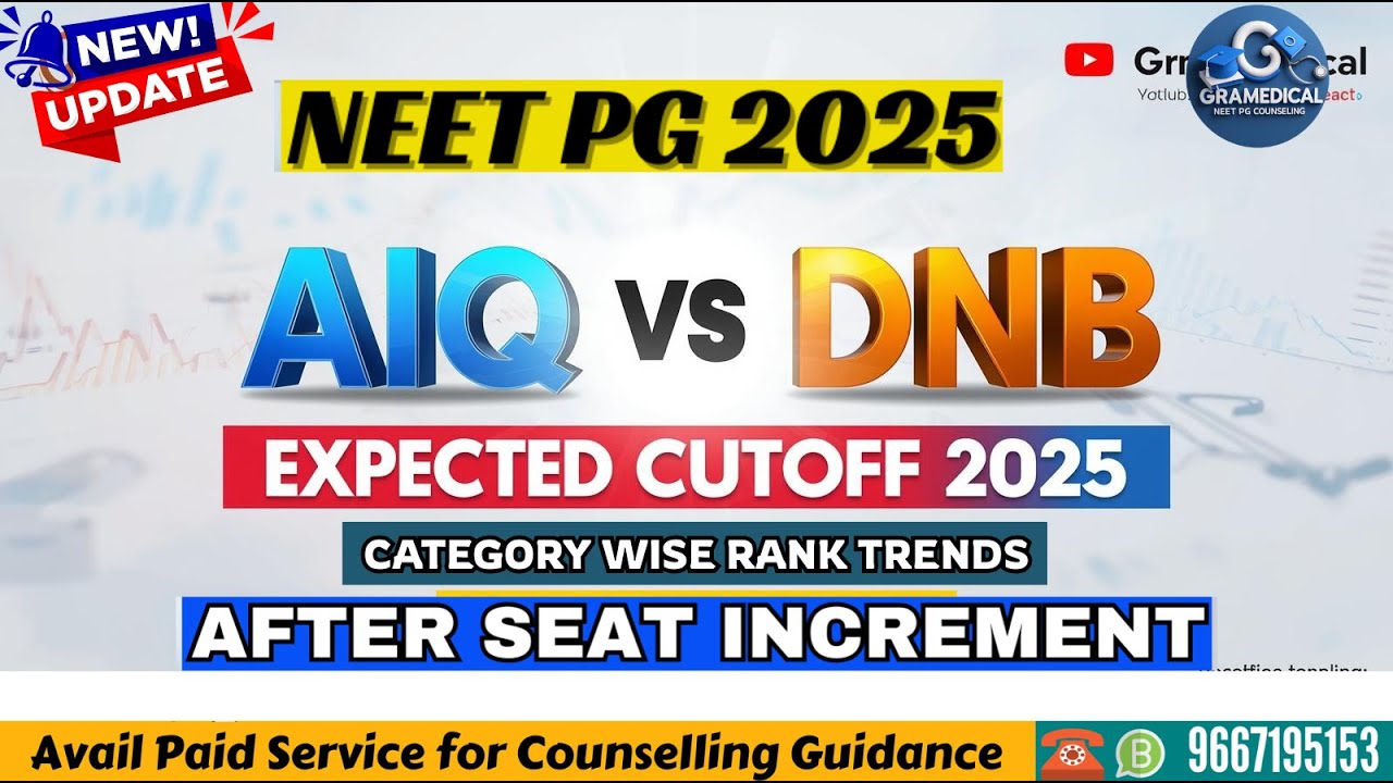 🎯 AIQ vs DNB: NEET PG 2025 Cutoff Prediction After Seat Increment | Category Wise Rank Trends 📊