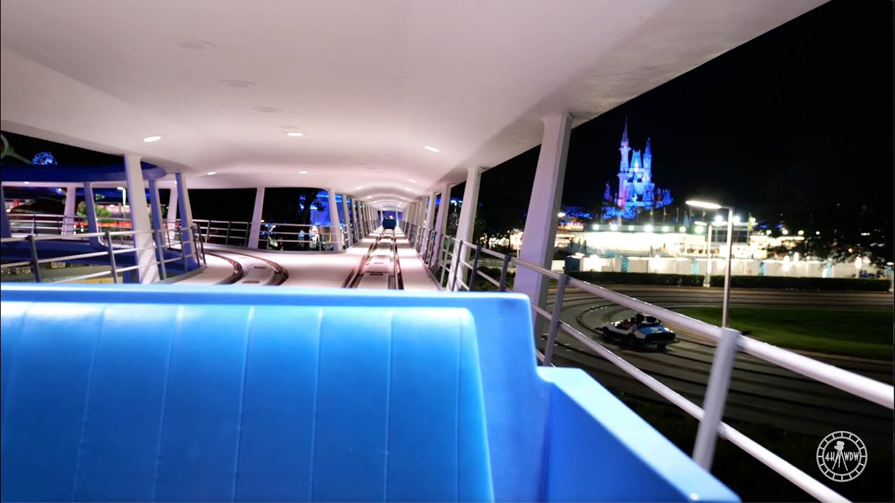 Magic Kingdom TTA PeopleMover Night Ride POV Backwards in 4K | Walt Disney World Florida 2021