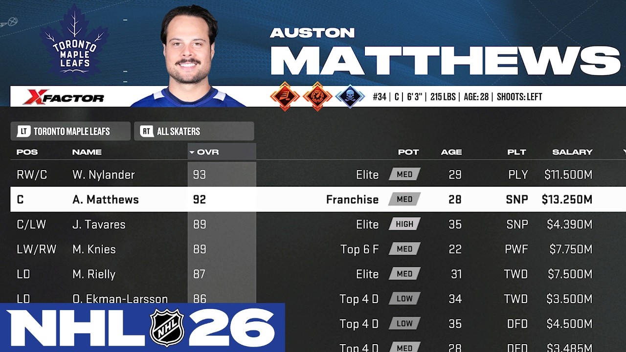 Редактирование игры «Торонто Мэйпл Лифс» — NHL 26