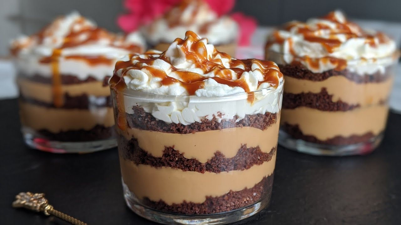 Chocolate and Caramel Cream Dessert Cups