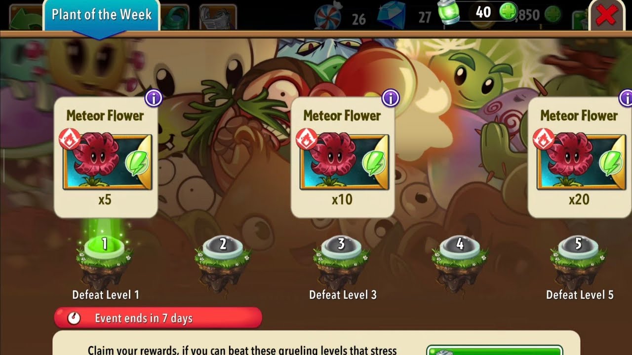 Plant of the week-Meteor Flower 🌺 Part 1 #pvz2 #pvz #youtube #plantsvszombies #zombie #viralvideo 