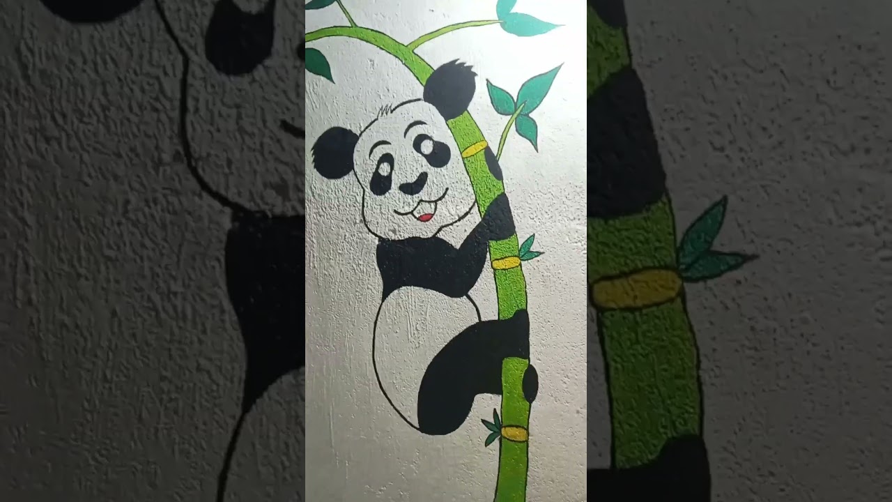 Cute Panda 🐼 Wall Painting 🎨😄🖌️ 