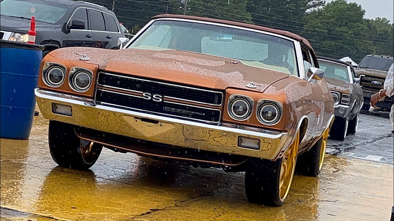 Check out this clean lineup, pulling in. Certified Summer car show