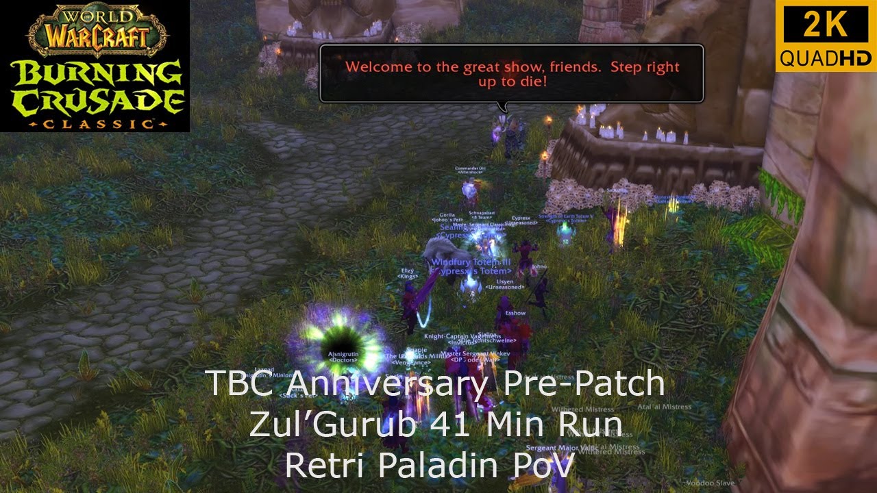 WoW TBC Anniversary Pre-Patch | Zul'Gurub 41 Min Run | Retri Paladin PoV | No Commentary 2K