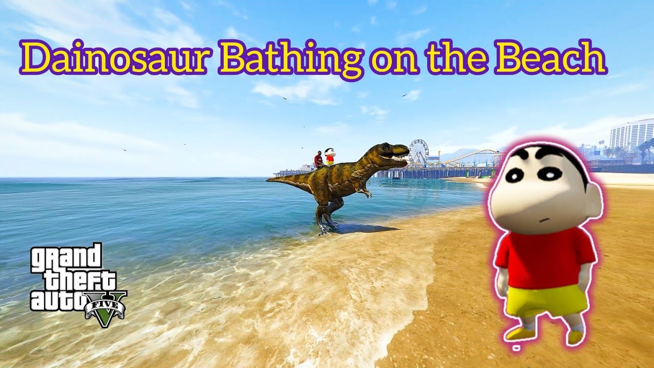 GTA5 Dinosaur Bathing on the beach#shorts #ytshorts #gta5