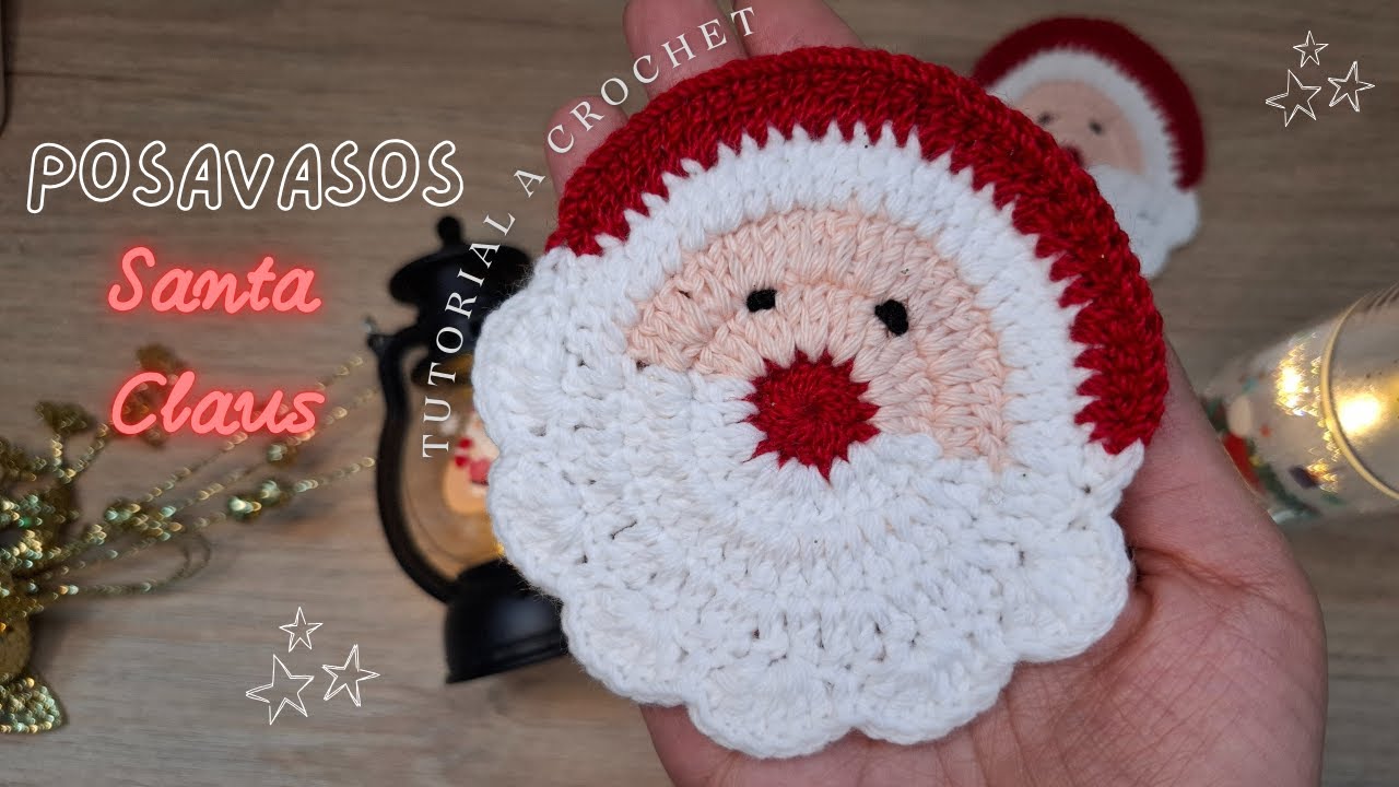 Tutorial POSAVASOS / ADORNO de SANTA CLAUS 🎅 a Crochet  🧶
