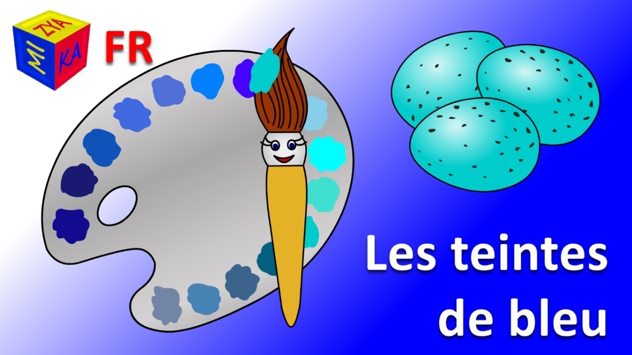 Apprenre les couleurs avec un pinceau magique : les teintes de bleu. Dessin animé en français