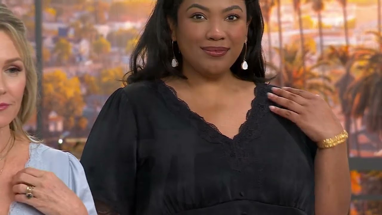 Me by Jennie Garth Short Sleeve Starlet Satin Blouse on QVC