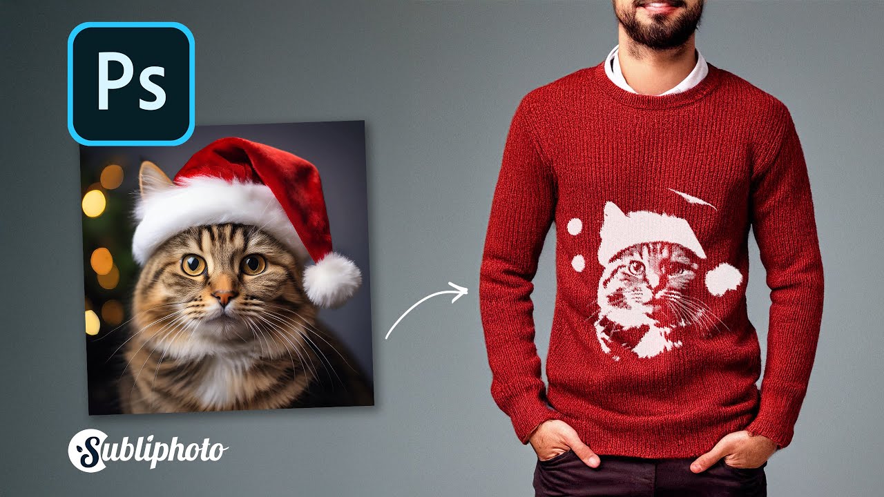 [Tuto Photoshop Facile] Comment incruster une image sur un pull de Noël🐱