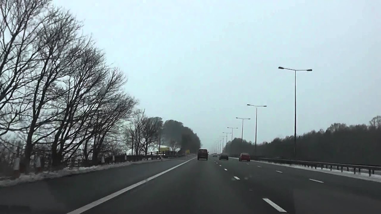 Driving On The M6 Motorway From J8 West Bromwich To J21A Warrington, Cheshire, England